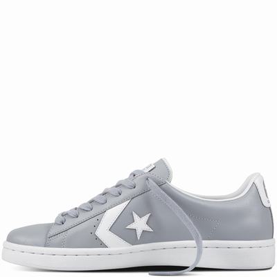 Converse Pro Leather Low Tops Mens - Grey/White/White Shoes (777GUMCZ)